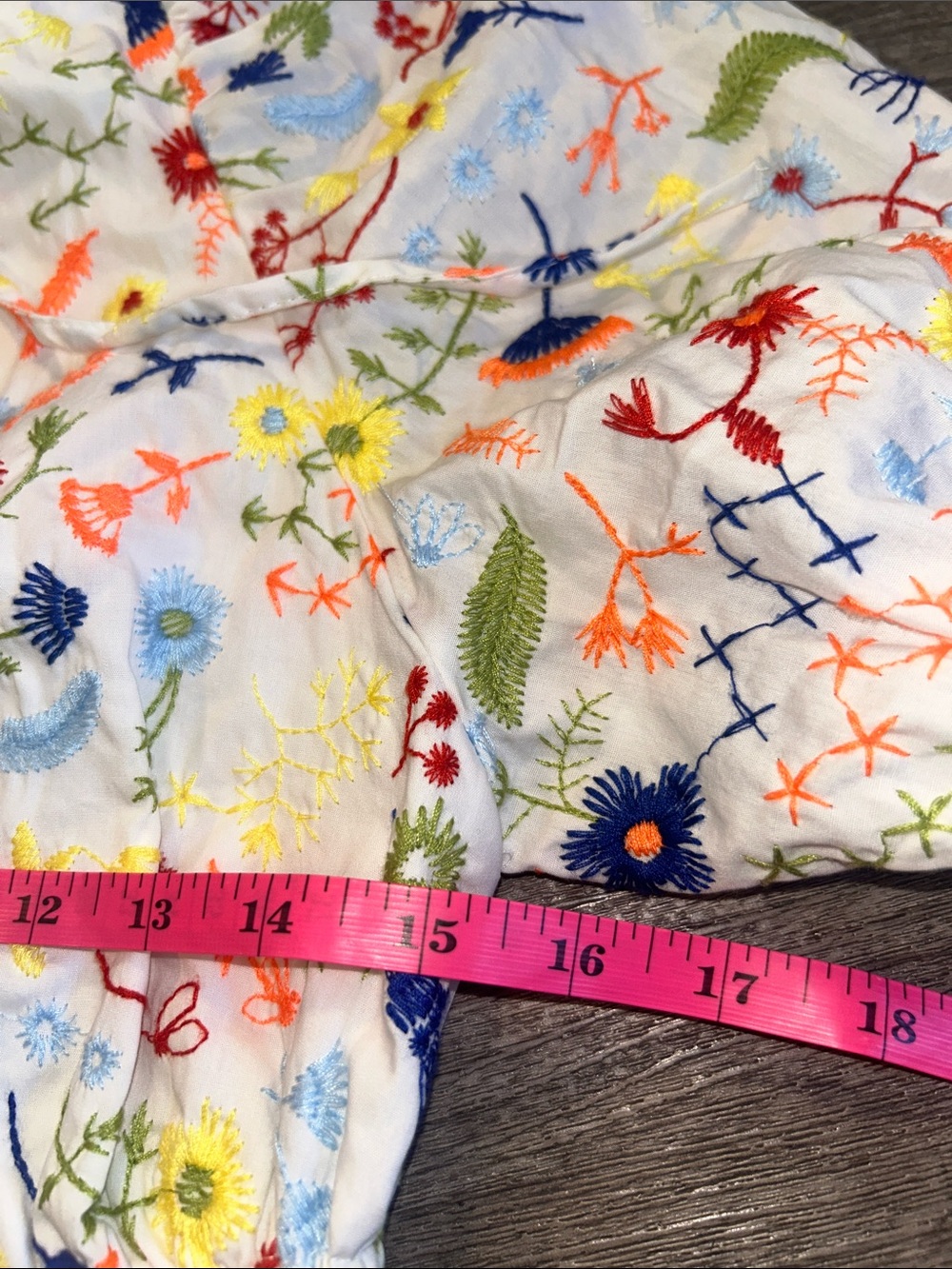 Zara XS Embroidered Floral Puff Sleeve Tie Back Crop Top Cottagecore - Picture 5 of 7